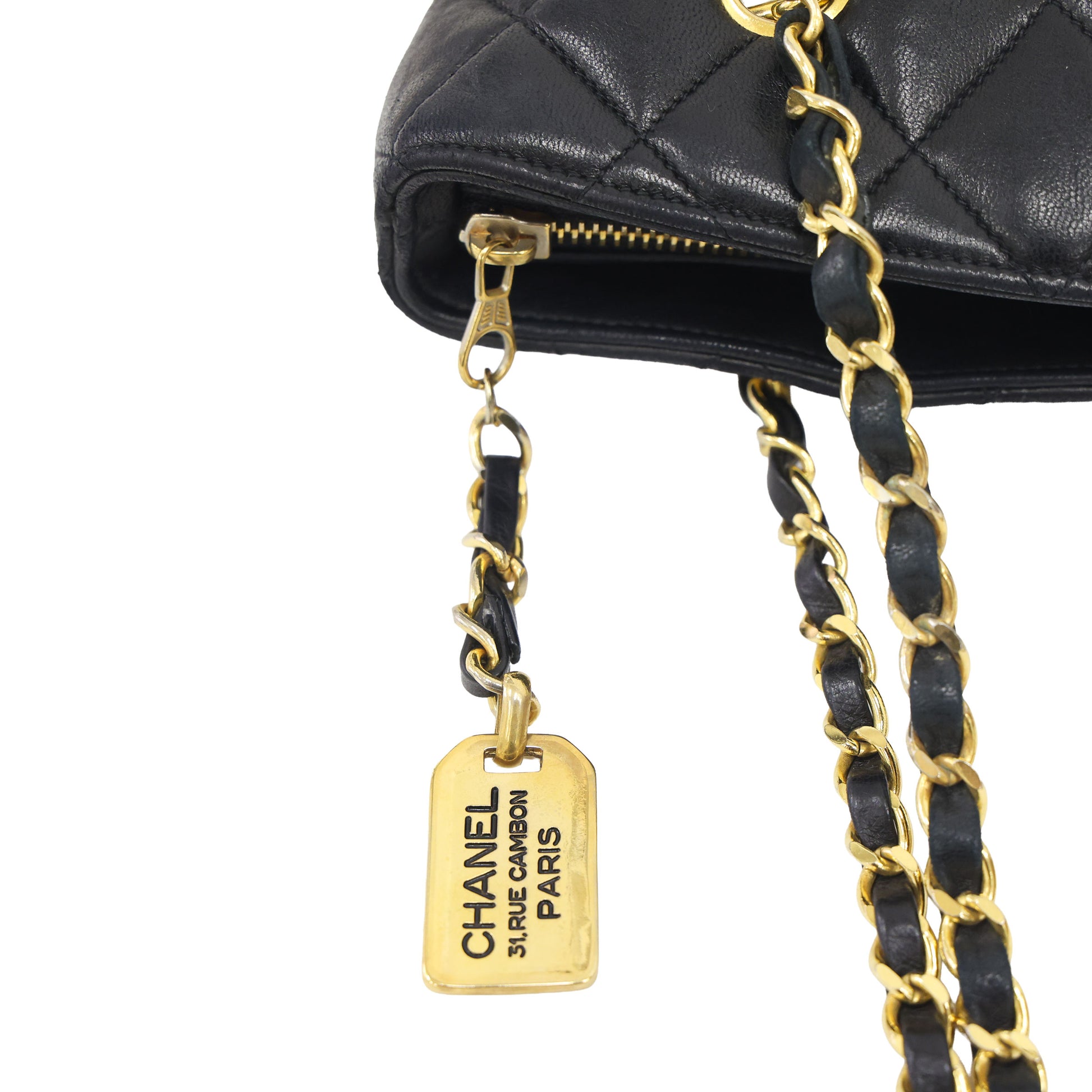 Preloved CHANEL Matelasse Lambskin Chain Shoulder Bag Black Gold Hardware | Luxe Again Maison