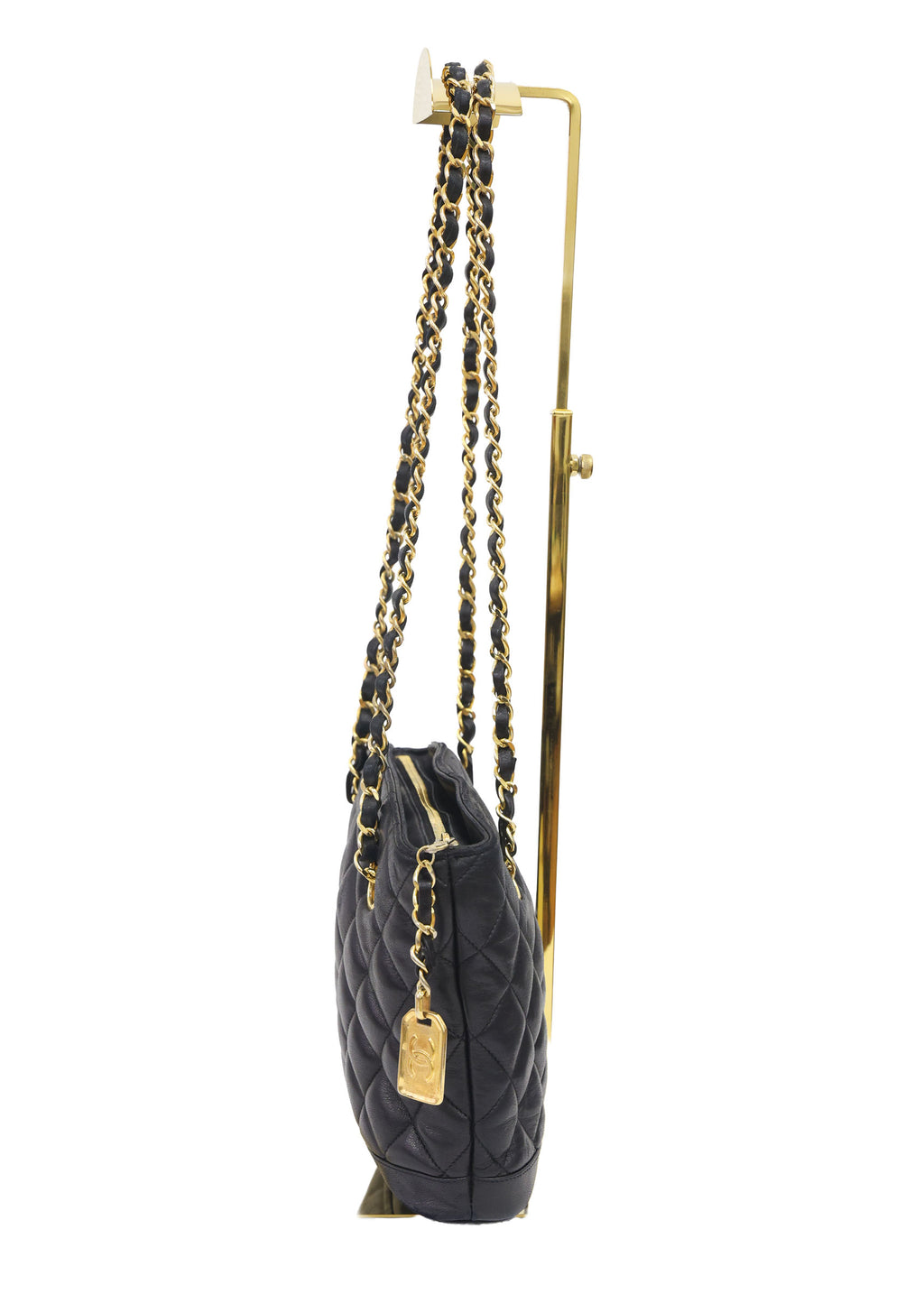 Preloved CHANEL Matelasse Lambskin Chain Shoulder Bag Black Gold Hardware | Luxe Again Maison