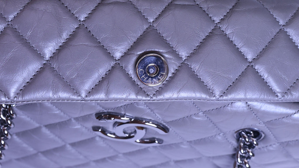 Preloved CHANEL Matelasse Vintage Calf Chain Tote Grey Silver Hardware | Luxe Again Maison