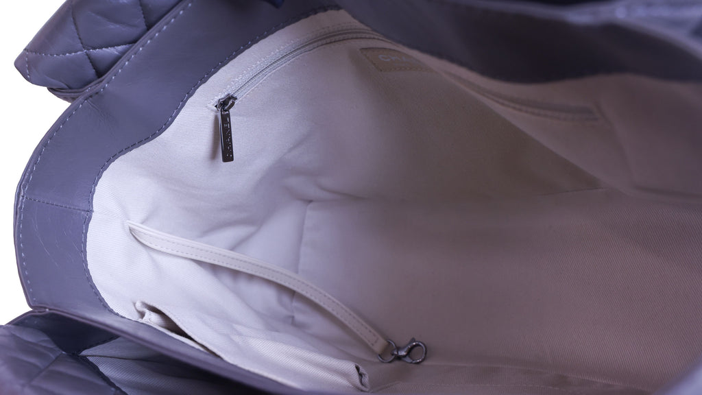 Preloved CHANEL Matelasse Vintage Calf Chain Tote Grey Silver Hardware | Luxe Again Maison