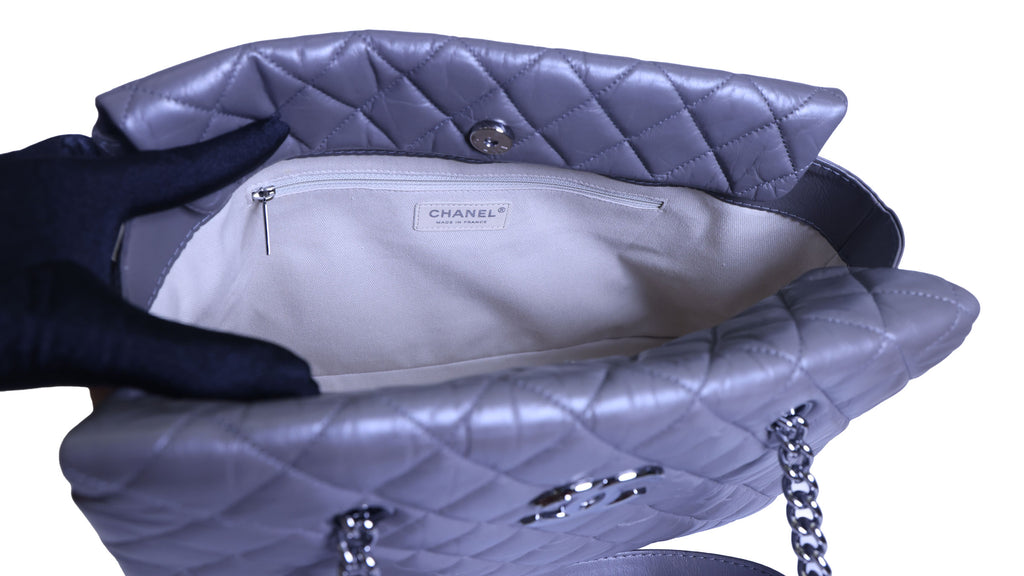 Preloved CHANEL Matelasse Vintage Calf Chain Tote Grey Silver Hardware | Luxe Again Maison