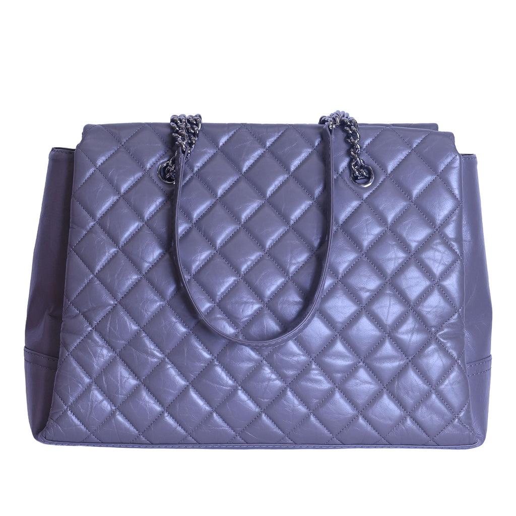 Preloved CHANEL Matelasse Vintage Calf Chain Tote Grey Silver Hardware | Luxe Again Maison