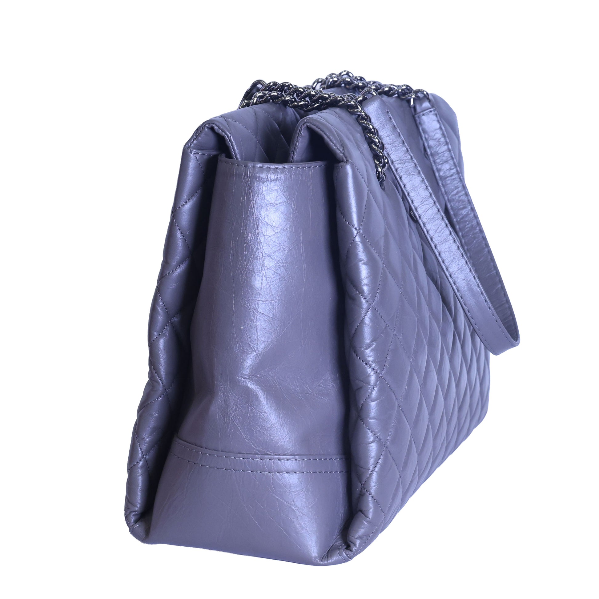 Preloved CHANEL Matelasse Vintage Calf Chain Tote Grey Silver Hardware | Luxe Again Maison