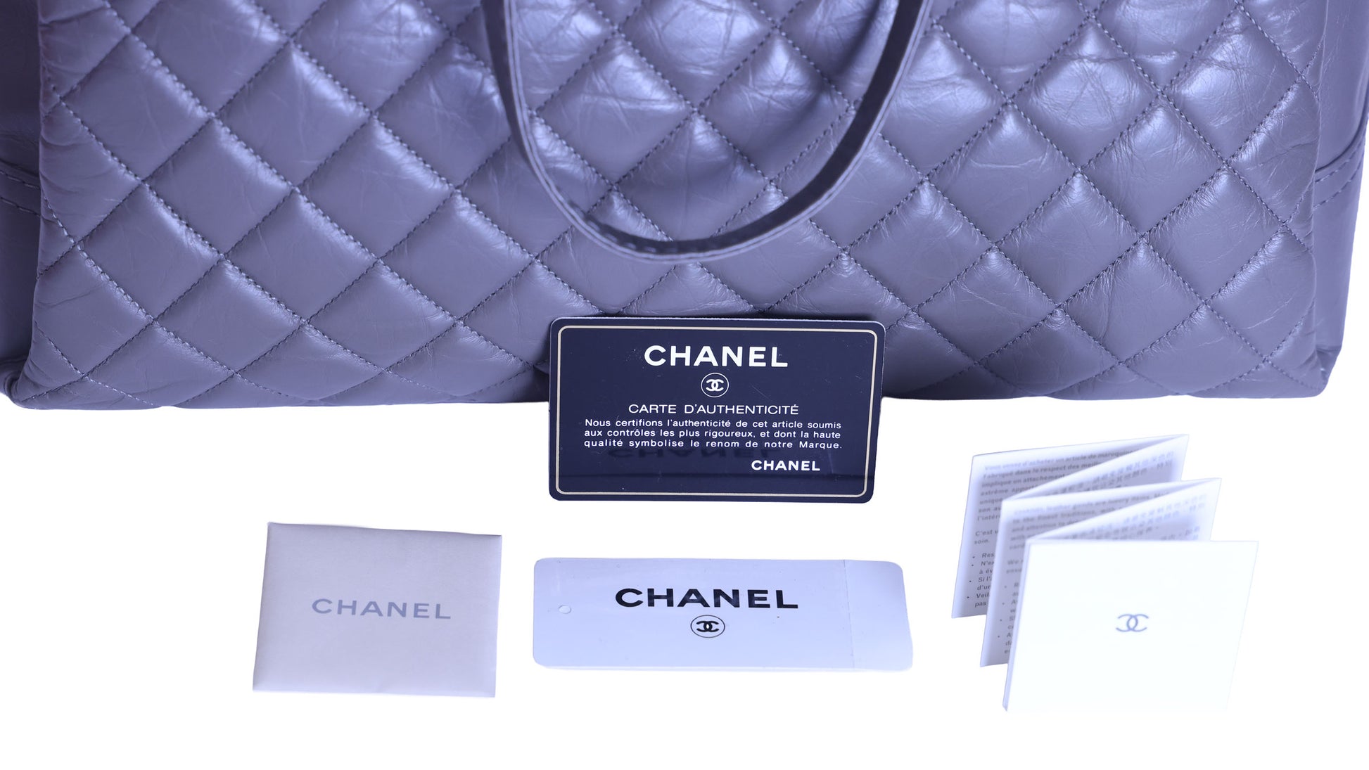 Preloved CHANEL Matelasse Vintage Calf Chain Tote Grey Silver Hardware | Luxe Again Maison