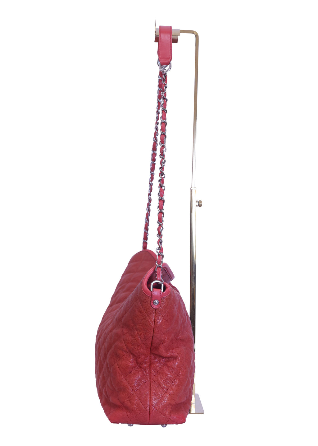 Preloved CHANEL Quilted Caviar Skin French Riviera Hobo Satchel Red | Luxe Again Maison