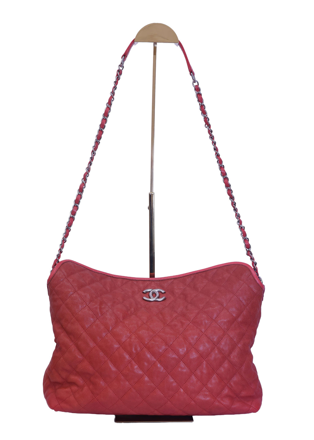 Preloved CHANEL Quilted Caviar Skin French Riviera Hobo Satchel Red | Luxe Again Maison