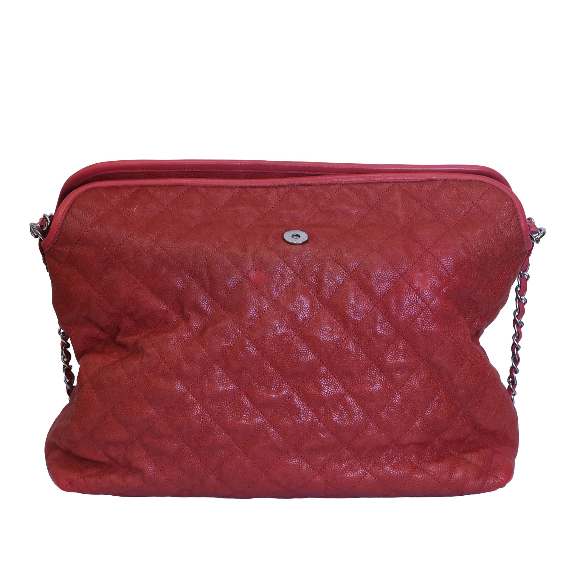 Preloved CHANEL Quilted Caviar Skin French Riviera Hobo Satchel Red | Luxe Again Maison