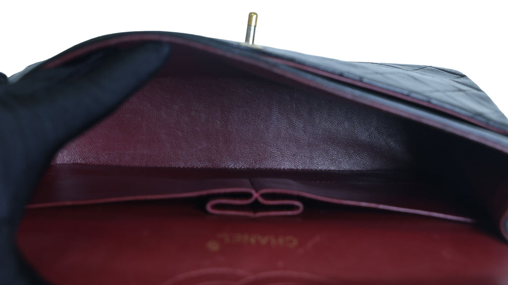 Preowned CHANEL Vintage Classic 11.12 (Medium Double Flap) Handbag A01112 Black Gold Hardware 0XXXXX2 | Luxe Again Maison