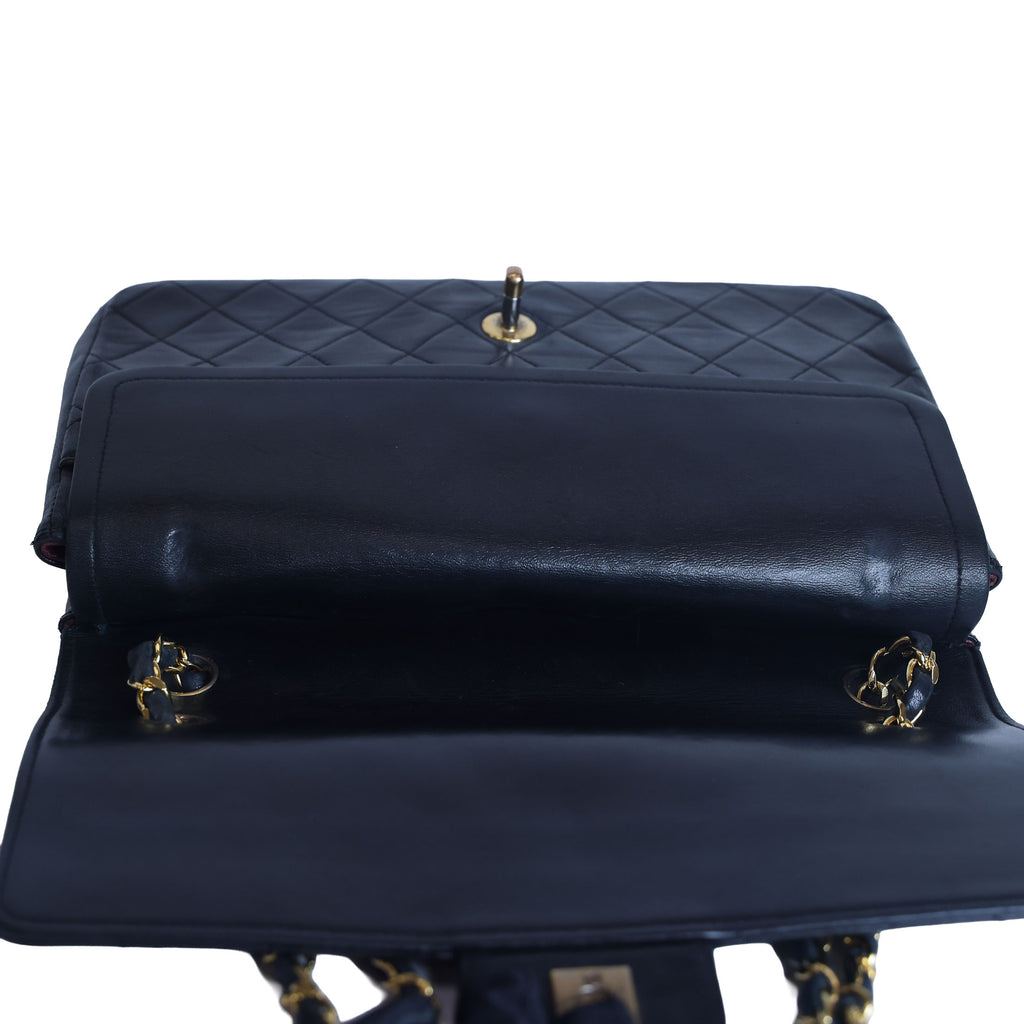 Preowned CHANEL Vintage Classic 11.12 (Medium Double Flap) Handbag A01112 Black Gold Hardware 0XXXXX2 | Luxe Again Maison
