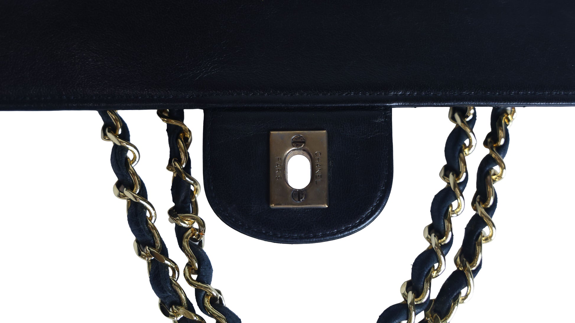 Preowned CHANEL Vintage Classic 11.12 (Medium Double Flap) Handbag A01112 Black Gold Hardware 0XXXXX2 | Luxe Again Maison