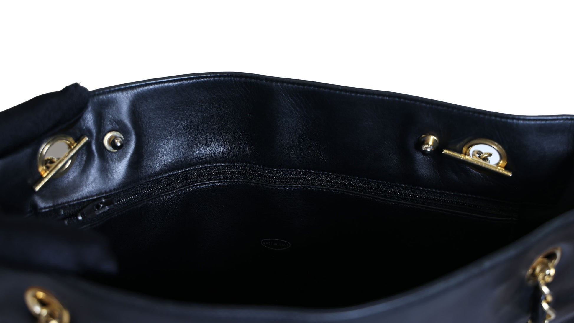 Preloved CHANEL Vintage Matelasse Lambskin Chain Tote Black Gold Tone Hardware 0 Series  | Luxe Again Maison