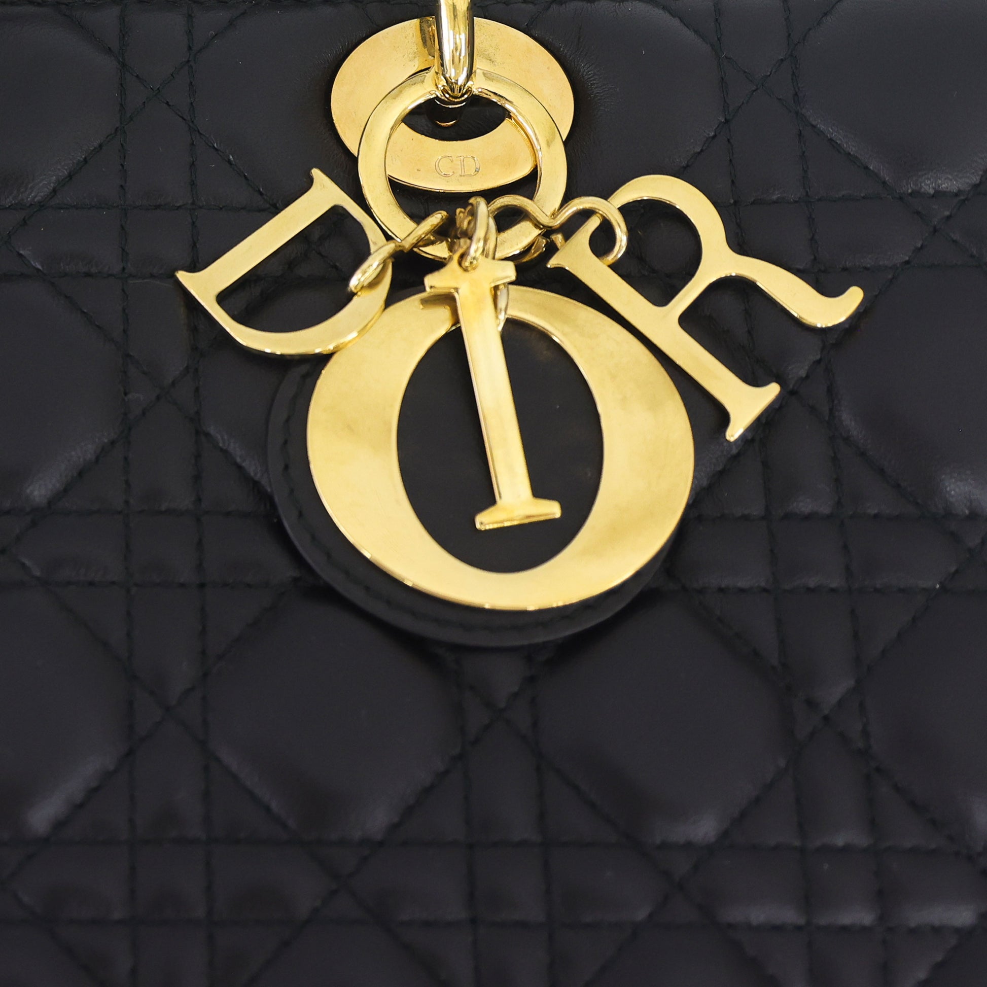 Preloved CHRISTIAN DIOR Lady Dior Cannage Leather Gold Hardware Black Large | Luxe Again Maison