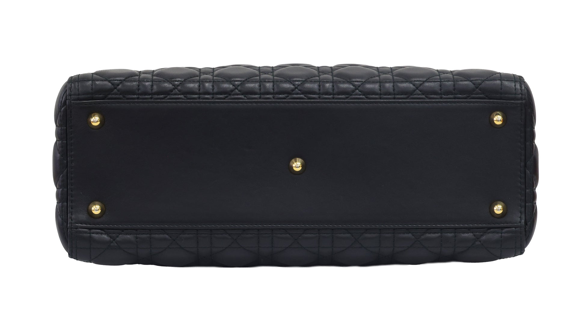 Preloved CHRISTIAN DIOR Lady Dior Cannage Leather Gold Hardware Black Large | Luxe Again Maison