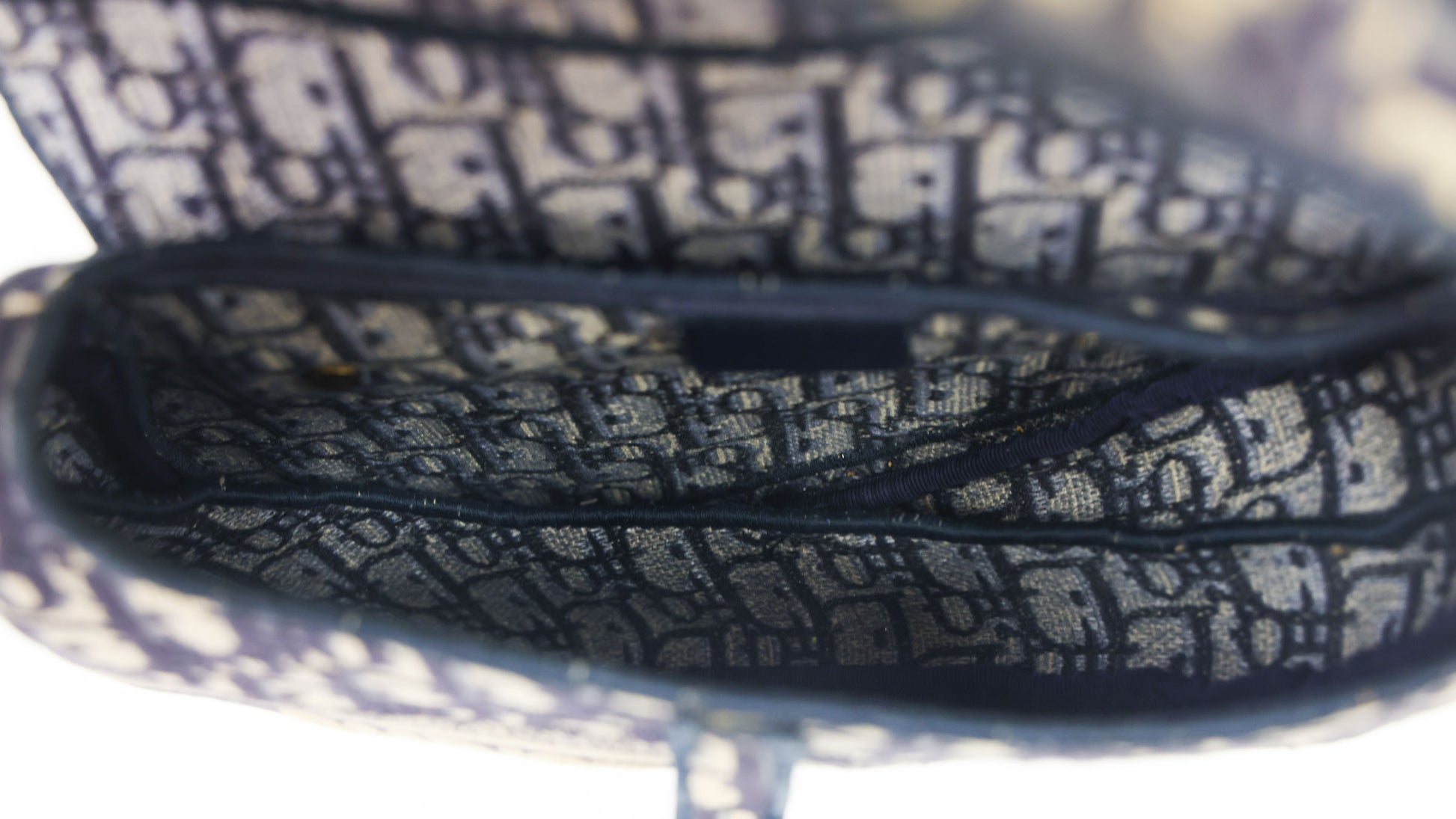 Preloved CHRISTIAN DIOR Saddle Bag Blue Dior Oblique Embroidery | Luxe Again Maison