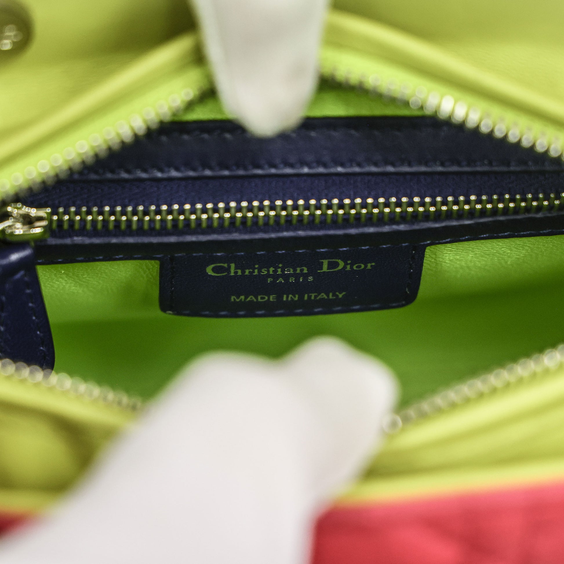 Preloved Christian Dior 2014 Lady Dior Tricolour Cannage Lambskin Medium Bag | Luxe Again Maison