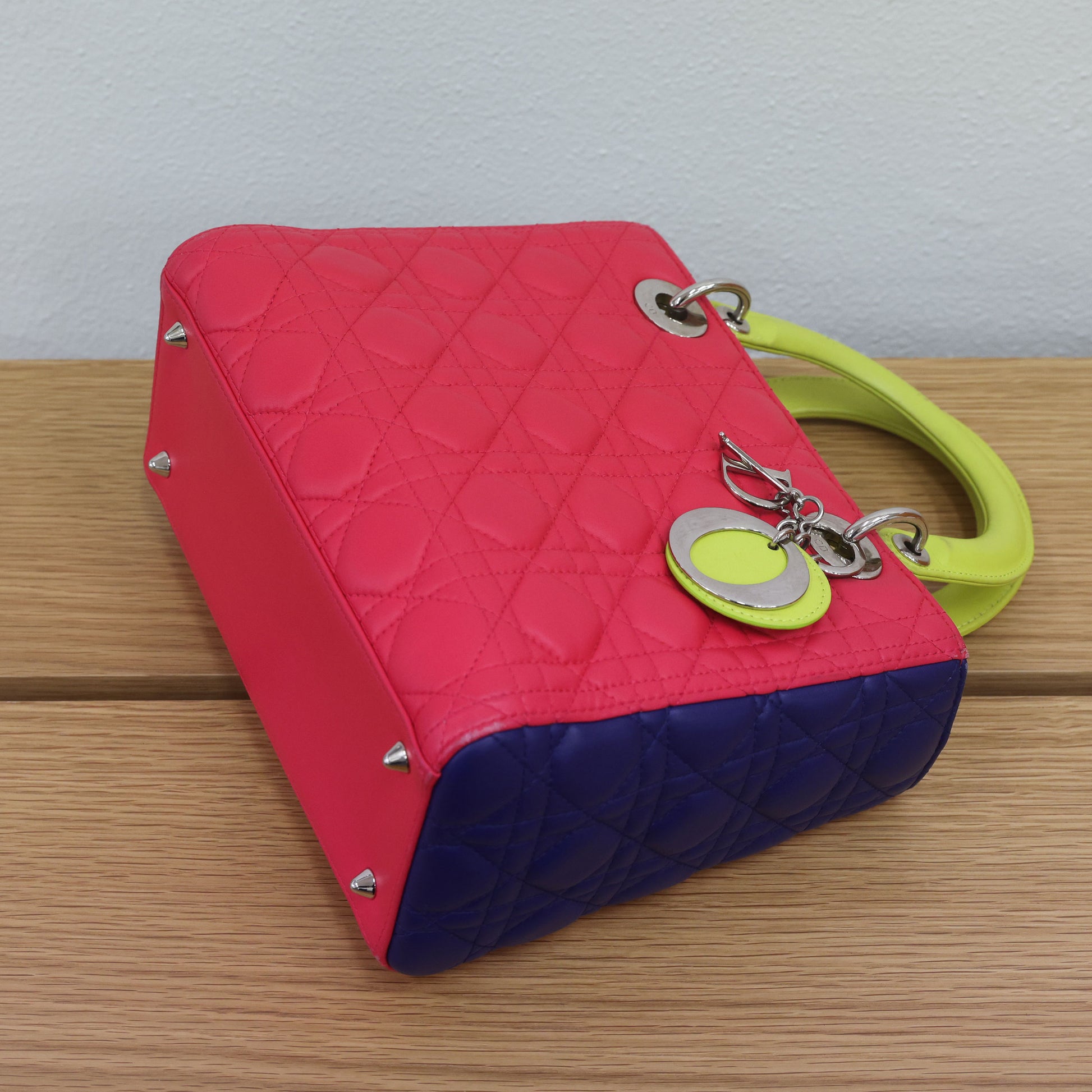 Preloved Christian Dior 2014 Lady Dior Tricolour Cannage Lambskin Medium Bag | Luxe Again Maison