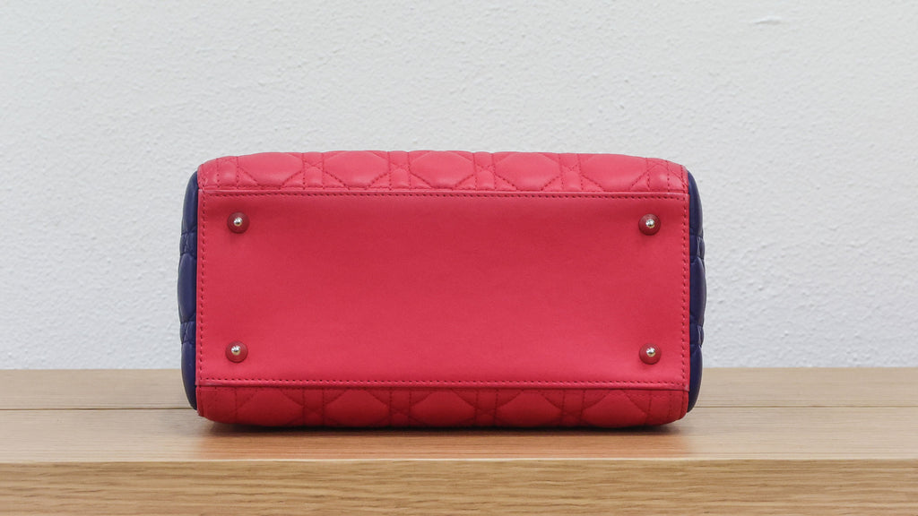 Preloved Christian Dior 2014 Lady Dior Tricolour Cannage Lambskin Medium Bag | Luxe Again Maison