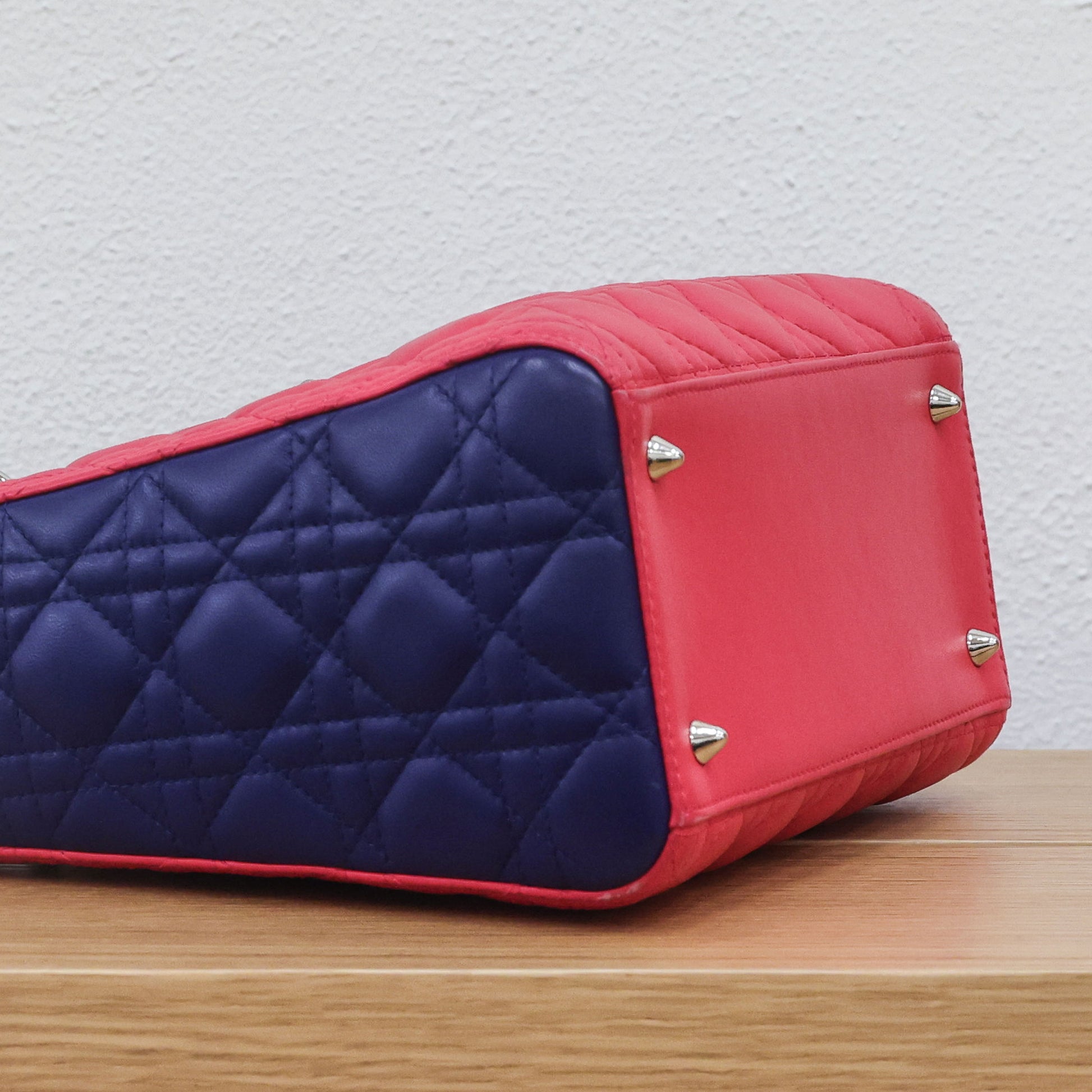 Preloved Christian Dior 2014 Lady Dior Tricolour Cannage Lambskin Medium Bag | Luxe Again Maison