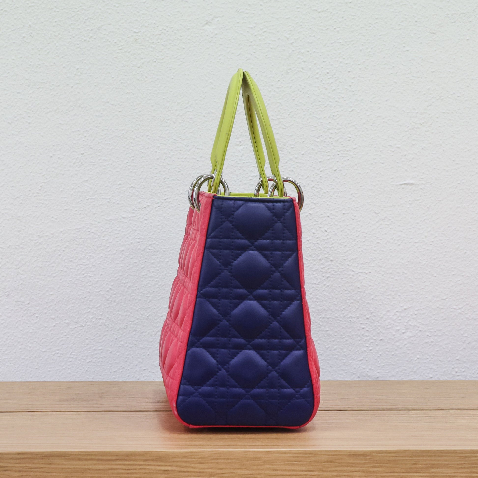 Preloved Christian Dior 2014 Lady Dior Tricolour Cannage Lambskin Medium Bag | Luxe Again Maison