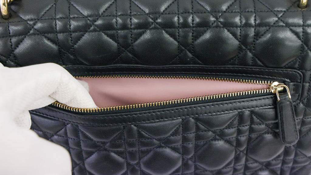 Preloved CHRISTIAN-DIOR Black Cannage Lambskin Chain Lock Shoulder Bag MD214 | Luxe Again Maison