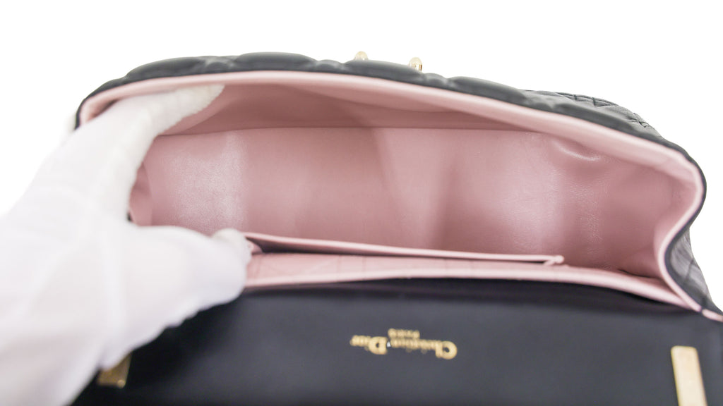 Preloved CHRISTIAN-DIOR Black Cannage Lambskin Chain Lock Shoulder Bag MD214 | Luxe Again Maison