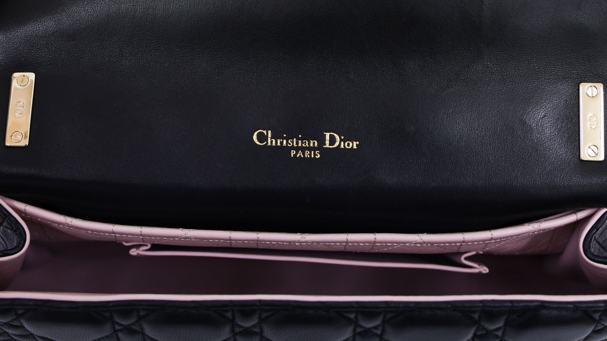 Preloved CHRISTIAN-DIOR Black Cannage Lambskin Chain Lock Shoulder Bag MD214 | Luxe Again Maison