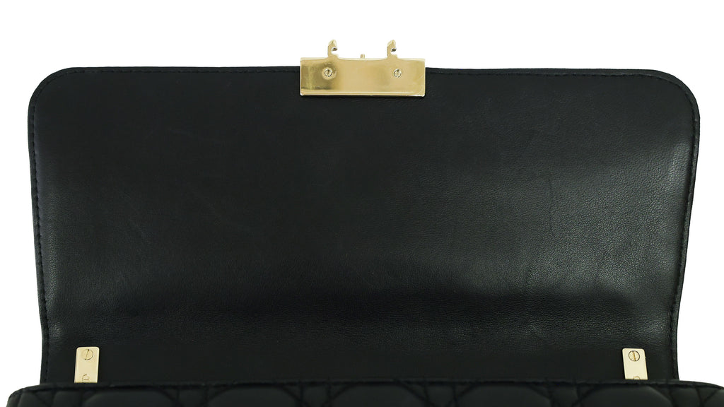 Preloved CHRISTIAN-DIOR Black Cannage Lambskin Chain Lock Shoulder Bag MD214 | Luxe Again Maison