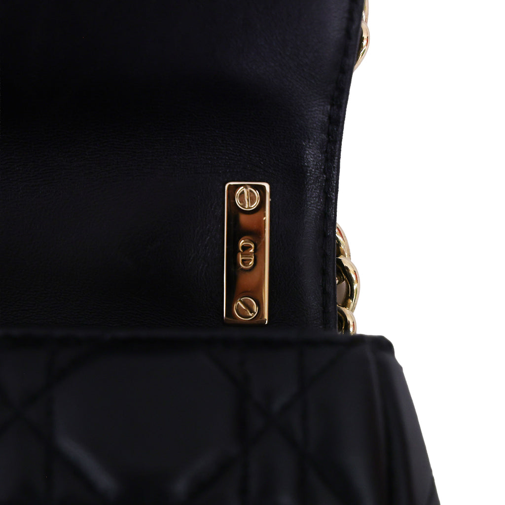 Preloved CHRISTIAN-DIOR Black Cannage Lambskin Chain Lock Shoulder Bag MD214 | Luxe Again Maison