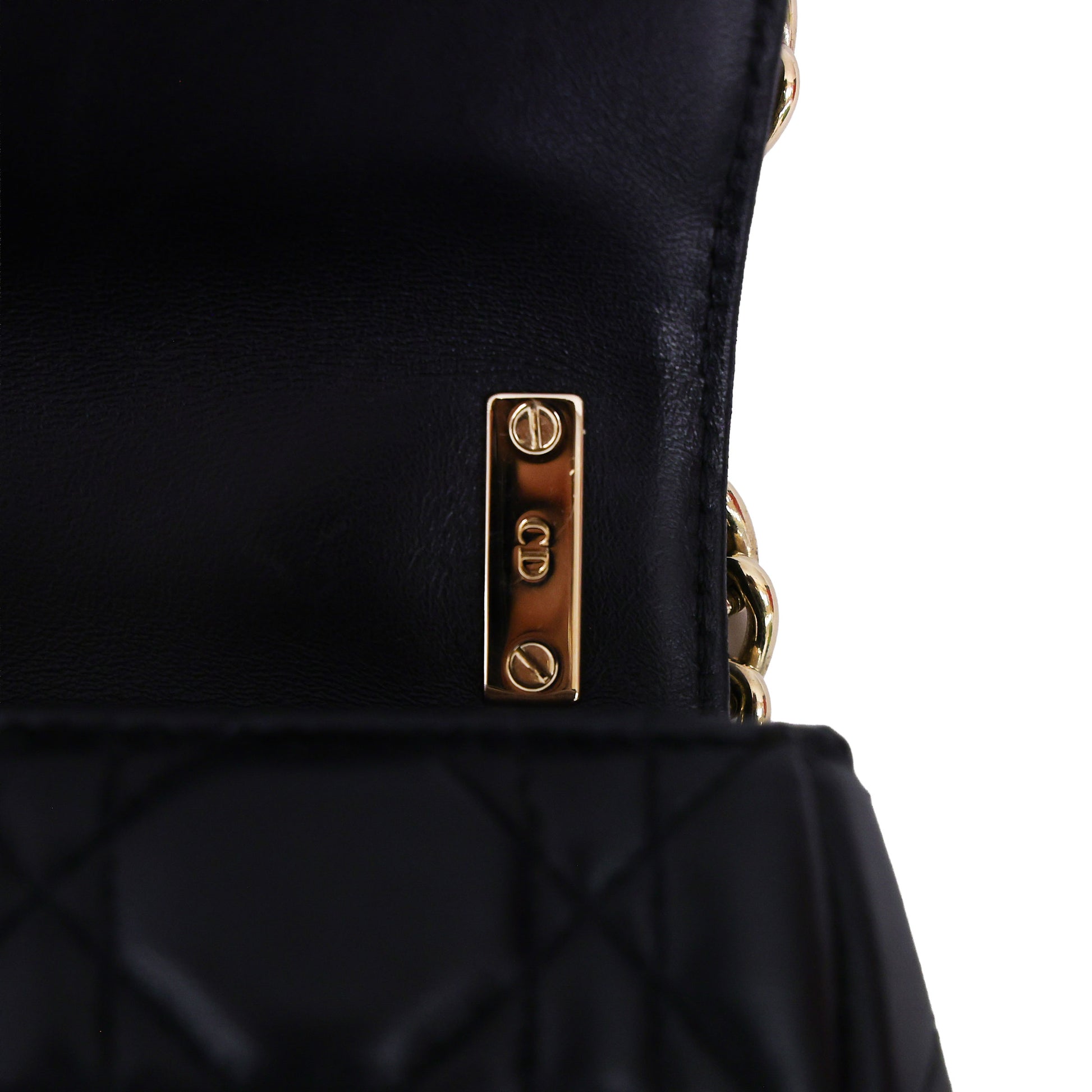 Preloved CHRISTIAN-DIOR Black Cannage Lambskin Chain Lock Shoulder Bag MD214 | Luxe Again Maison