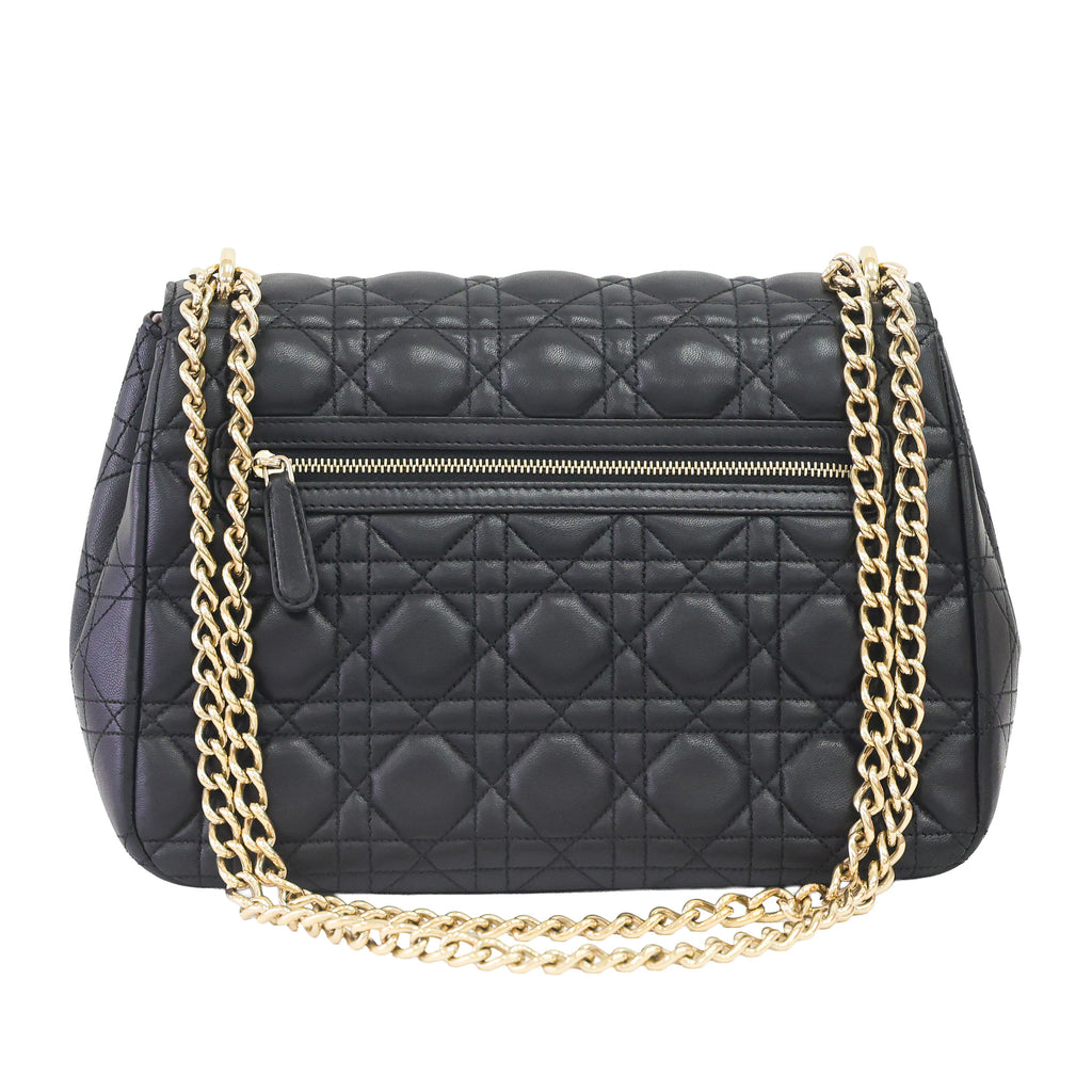 Preloved CHRISTIAN-DIOR Black Cannage Lambskin Chain Lock Shoulder Bag MD214 | Luxe Again Maison
