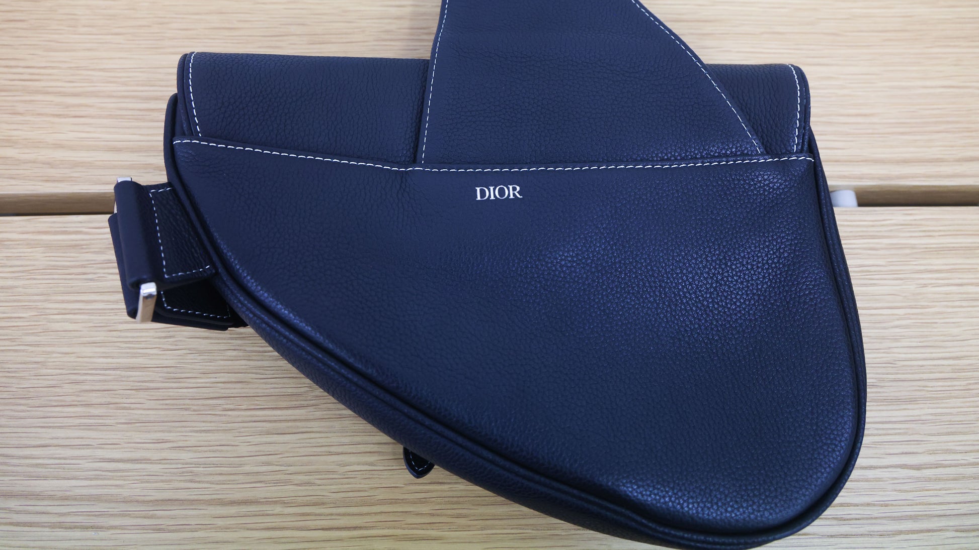 Preloved Christian Dior Black Grained Calfskin Saddle Bag | Luxe Again Maison