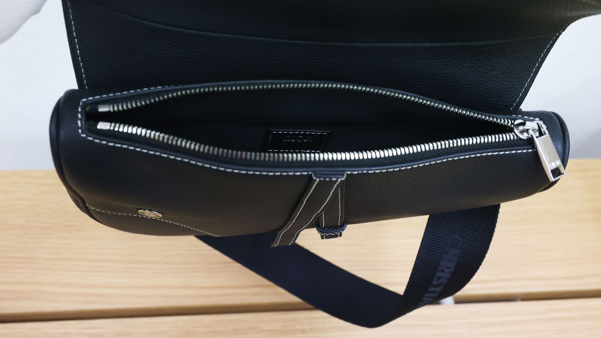 Preloved Christian Dior Black Grained Calfskin Saddle Bag | Luxe Again Maison