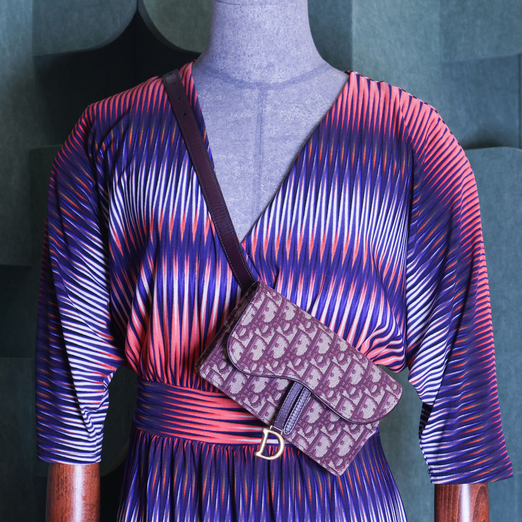 Preloved CHRISTIAN DIOR Dior Trotter Saddle Waist Bag Burgundy | Luxe Again Maison