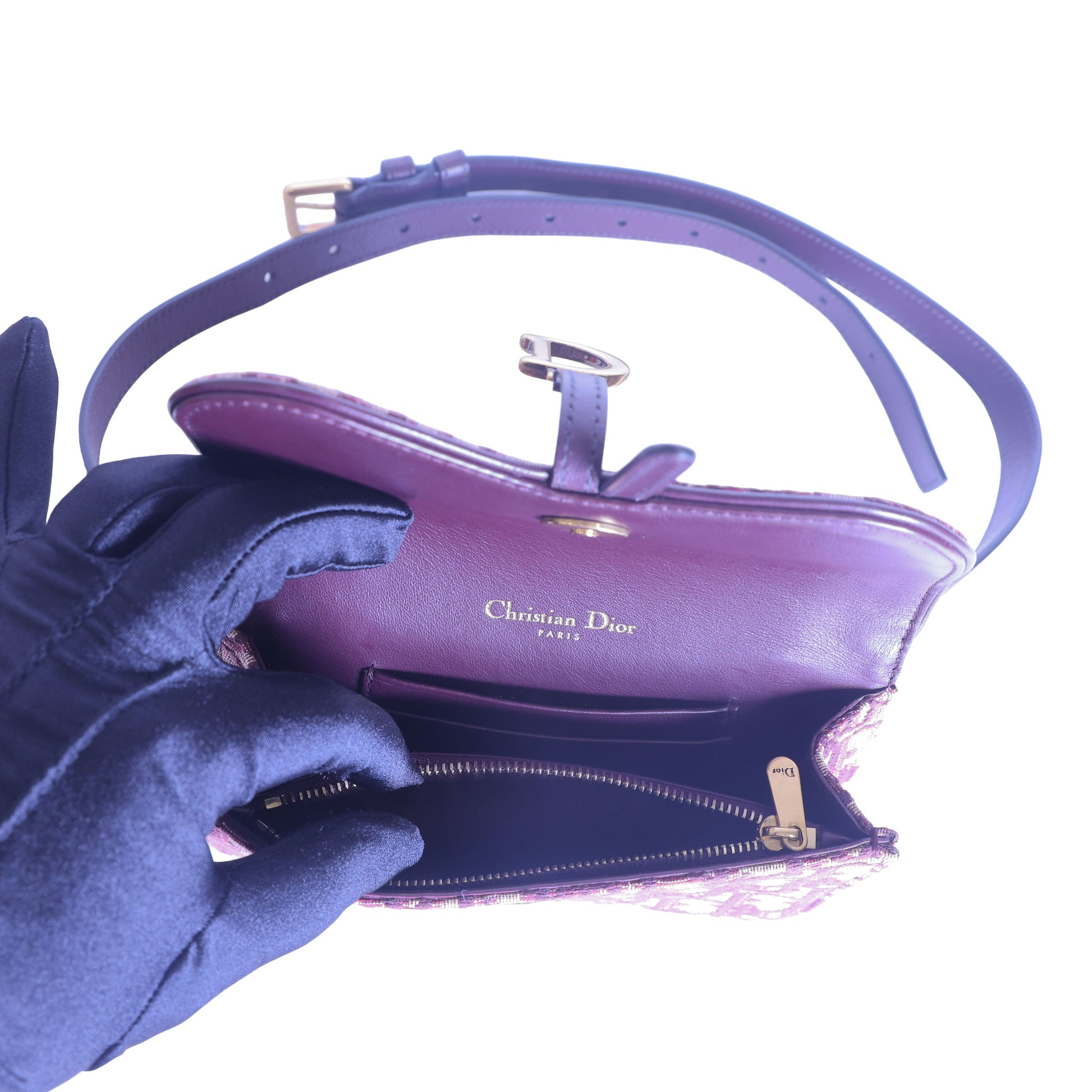 Preloved CHRISTIAN DIOR Dior Trotter Saddle Waist Bag Burgundy | Luxe Again Maison