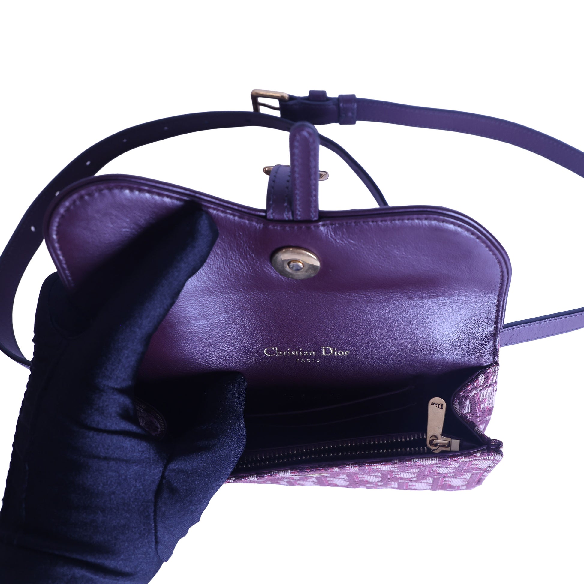 Preloved CHRISTIAN DIOR Dior Trotter Saddle Waist Bag Burgundy | Luxe Again Maison