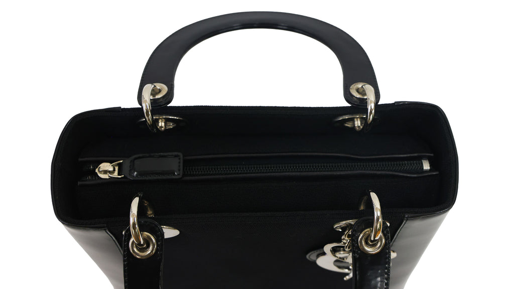 Preloved CHRISTIAN DIOR Lady Dior Canvas Leather Black Medium | Luxe Again Maison