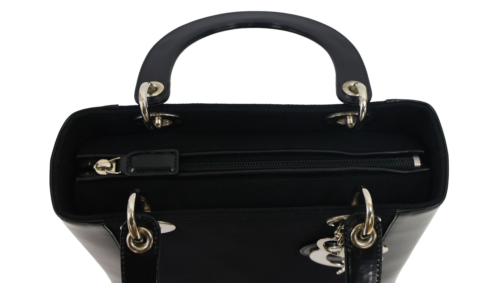 Preloved CHRISTIAN DIOR Lady Dior Canvas Leather Black Medium | Luxe Again Maison