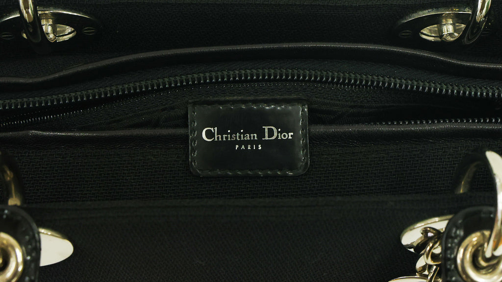 Preloved CHRISTIAN DIOR Lady Dior Canvas Leather Black Medium | Luxe Again Maison