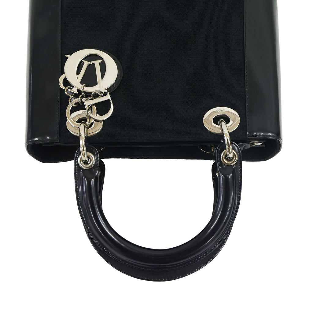 Preloved CHRISTIAN DIOR Lady Dior Canvas Leather Black Medium | Luxe Again Maison
