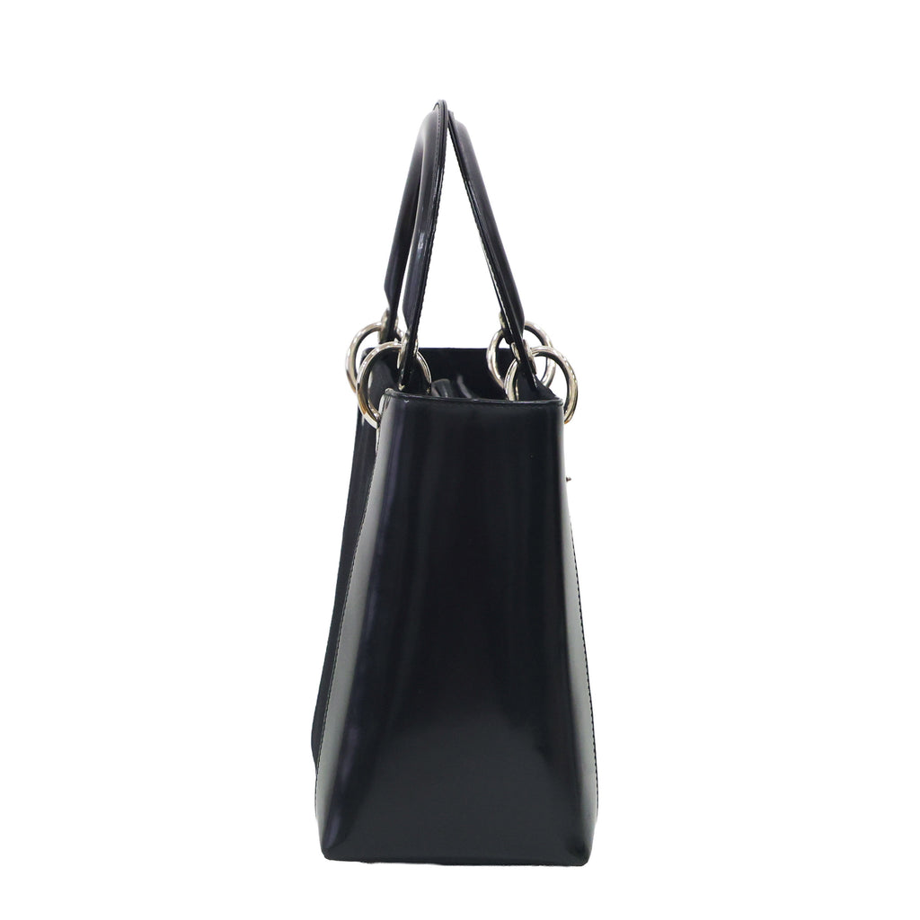 Preloved CHRISTIAN DIOR Lady Dior Canvas Leather Black Medium | Luxe Again Maison