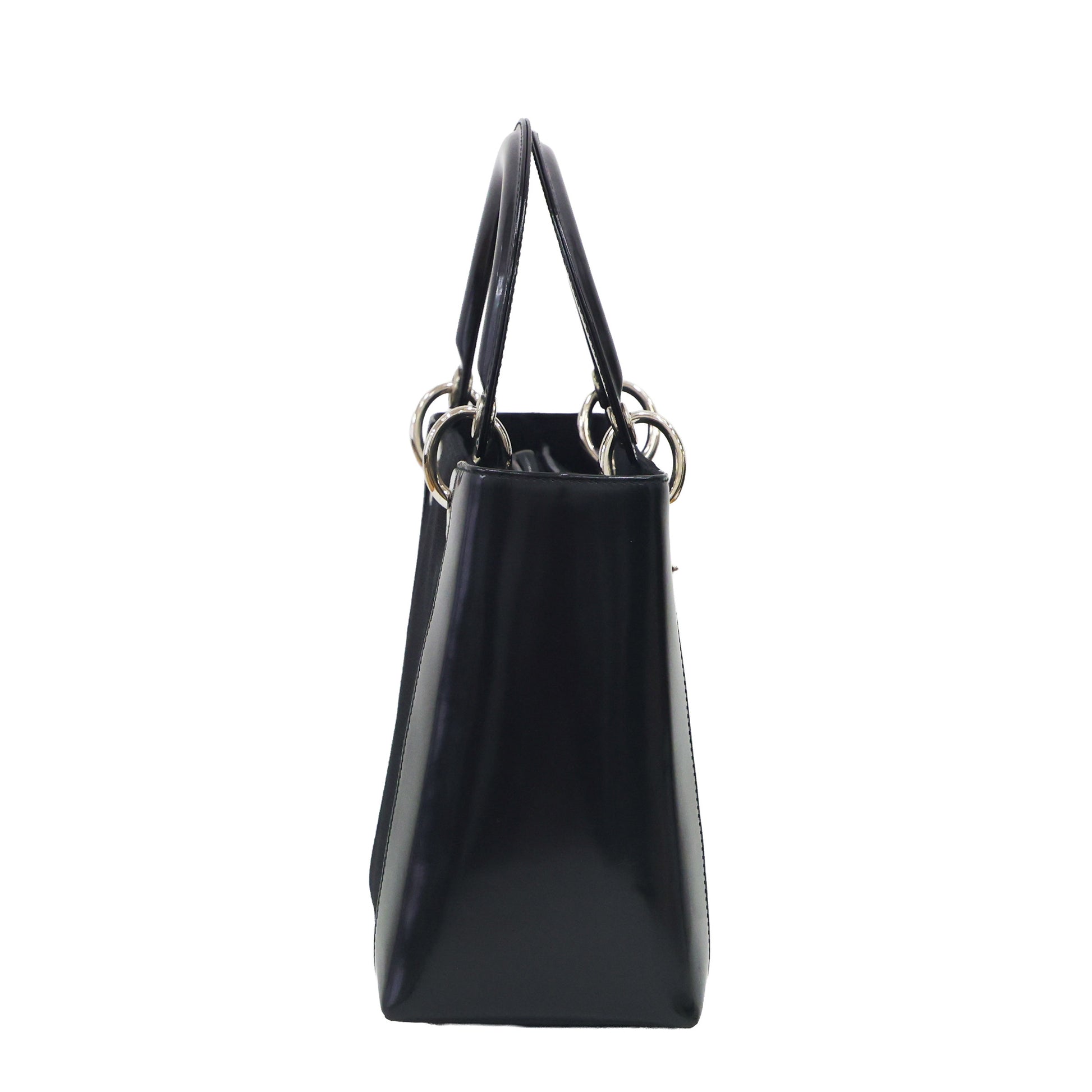 Preloved CHRISTIAN DIOR Lady Dior Canvas Leather Black Medium | Luxe Again Maison