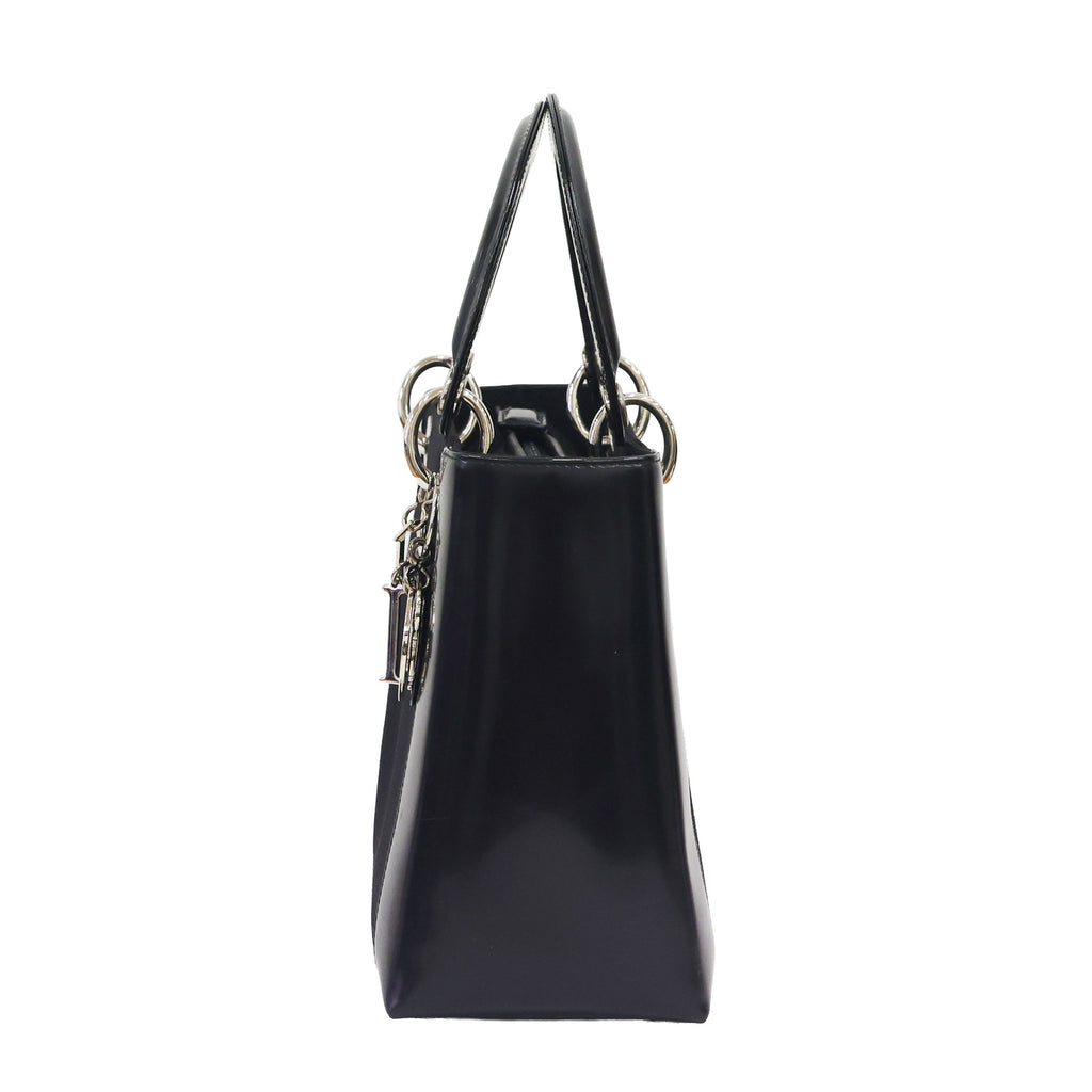 Preloved CHRISTIAN DIOR Lady Dior Canvas Leather Black Medium | Luxe Again Maison