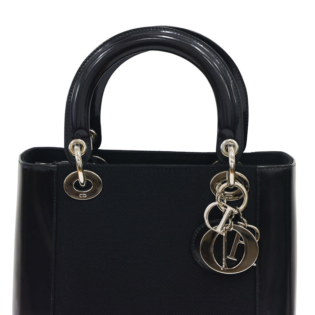 Preloved CHRISTIAN DIOR Lady Dior Canvas Leather Black Medium | Luxe Again Maison