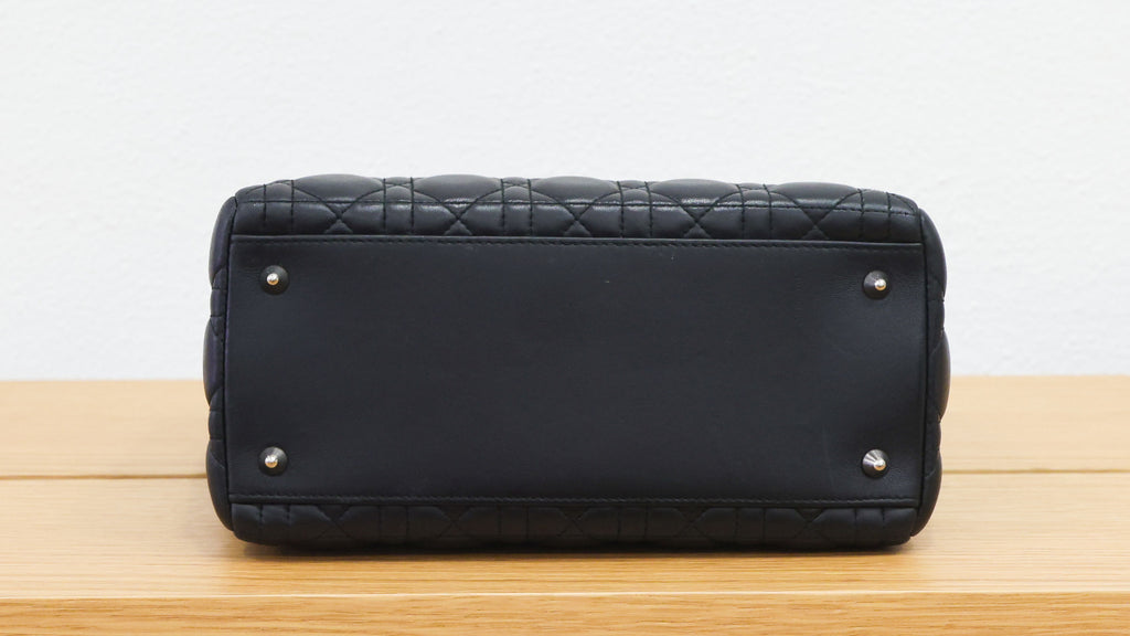 Pre-owned Christian Dior Lady Dior Black Cannage Lambskin Medium Bag | Luxe Again Maison