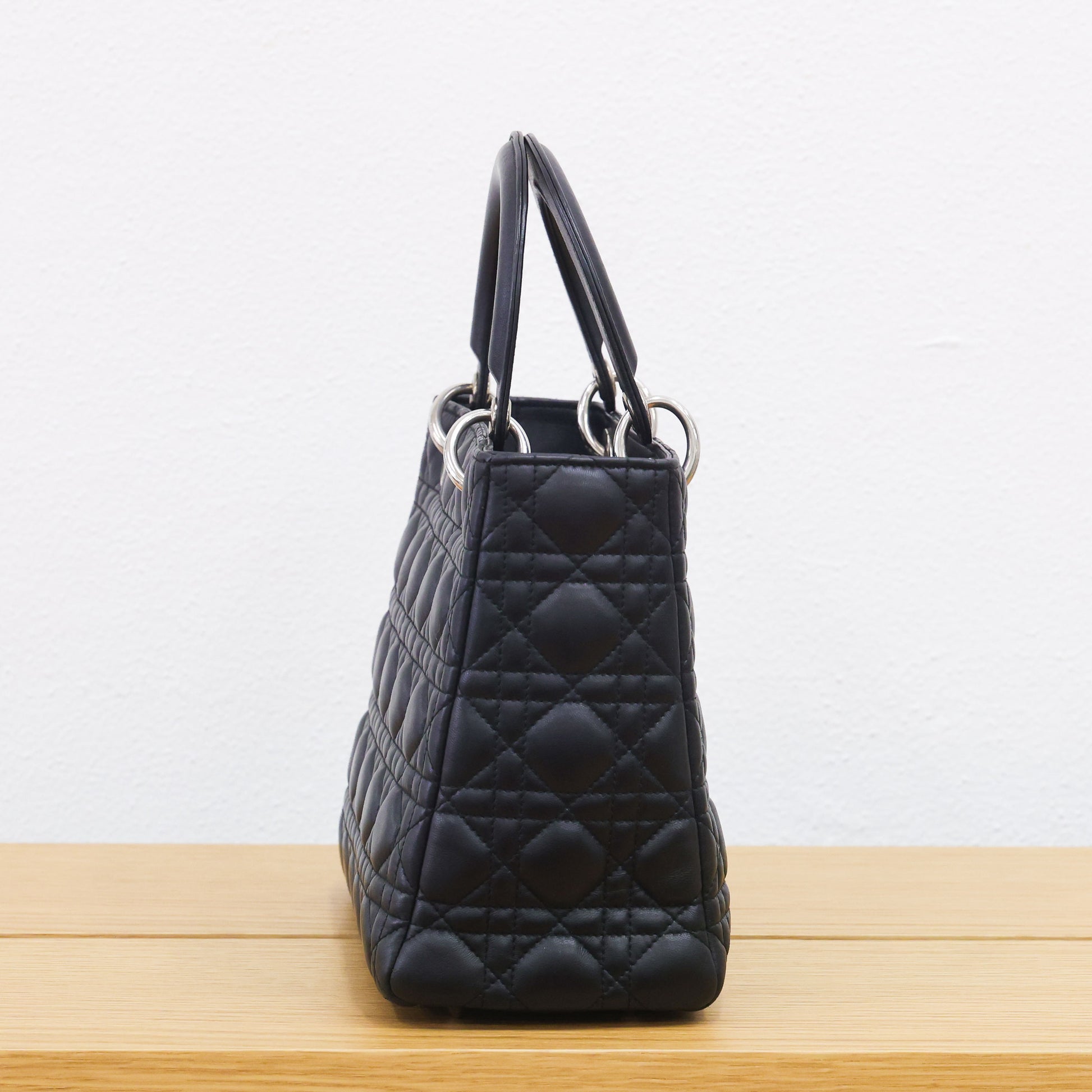 Pre-owned Christian Dior Lady Dior Black Cannage Lambskin Medium Bag | Luxe Again Maison