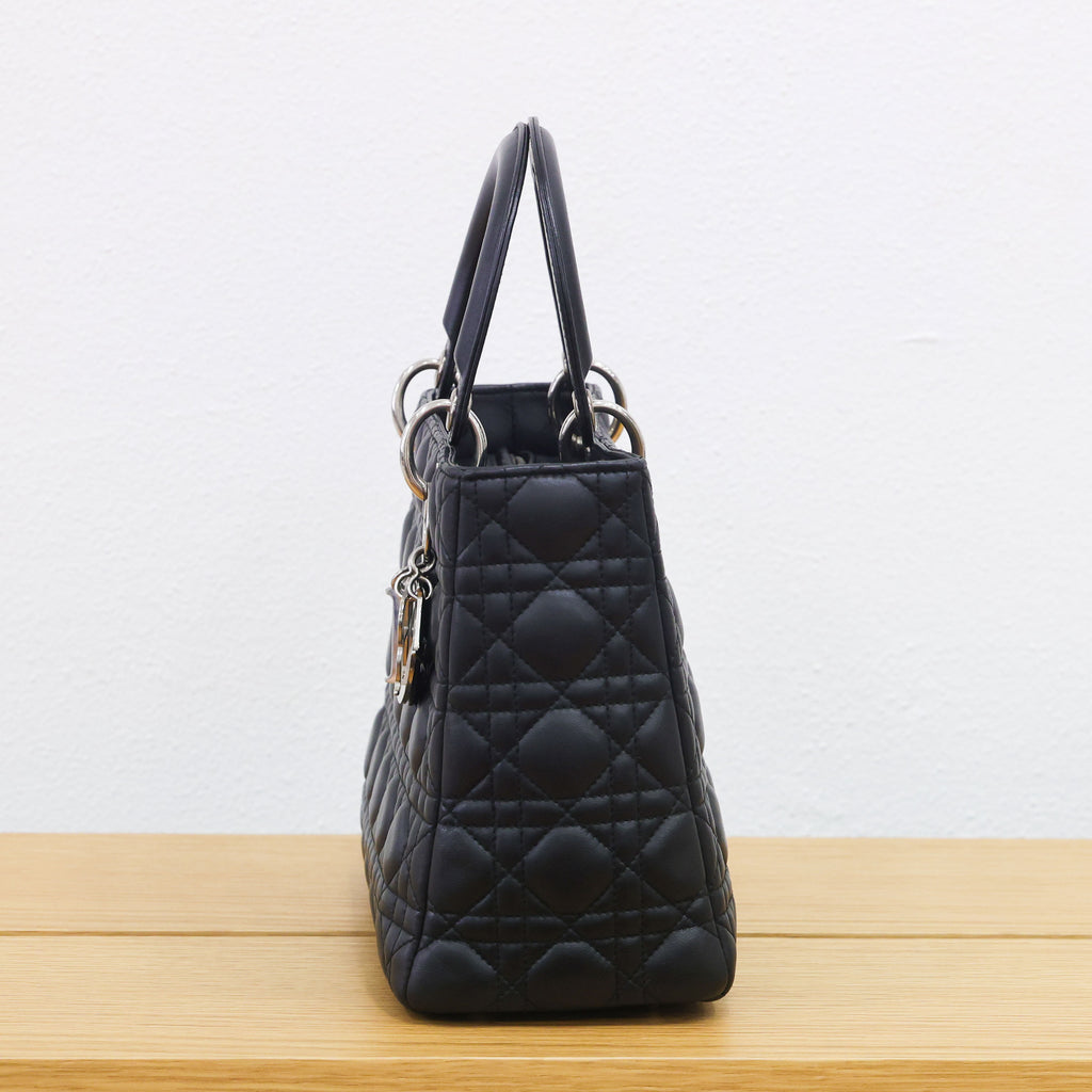 Pre-owned Christian Dior Lady Dior Black Cannage Lambskin Medium Bag | Luxe Again Maison