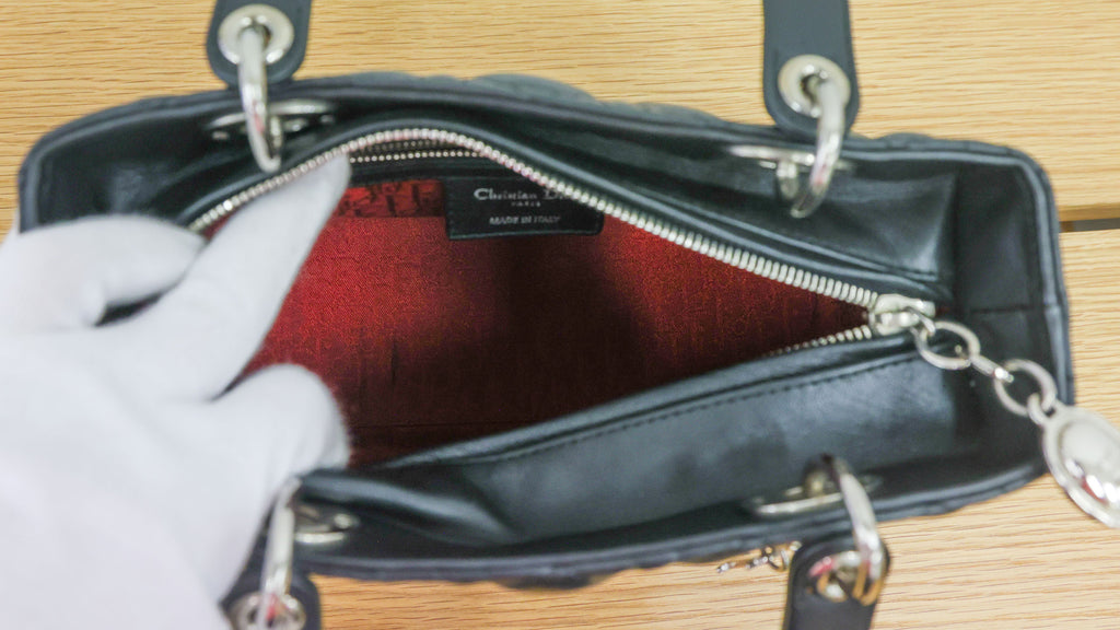 Pre-owned Christian Dior Lady Dior Black Cannage Lambskin Medium Bag | Luxe Again Maison