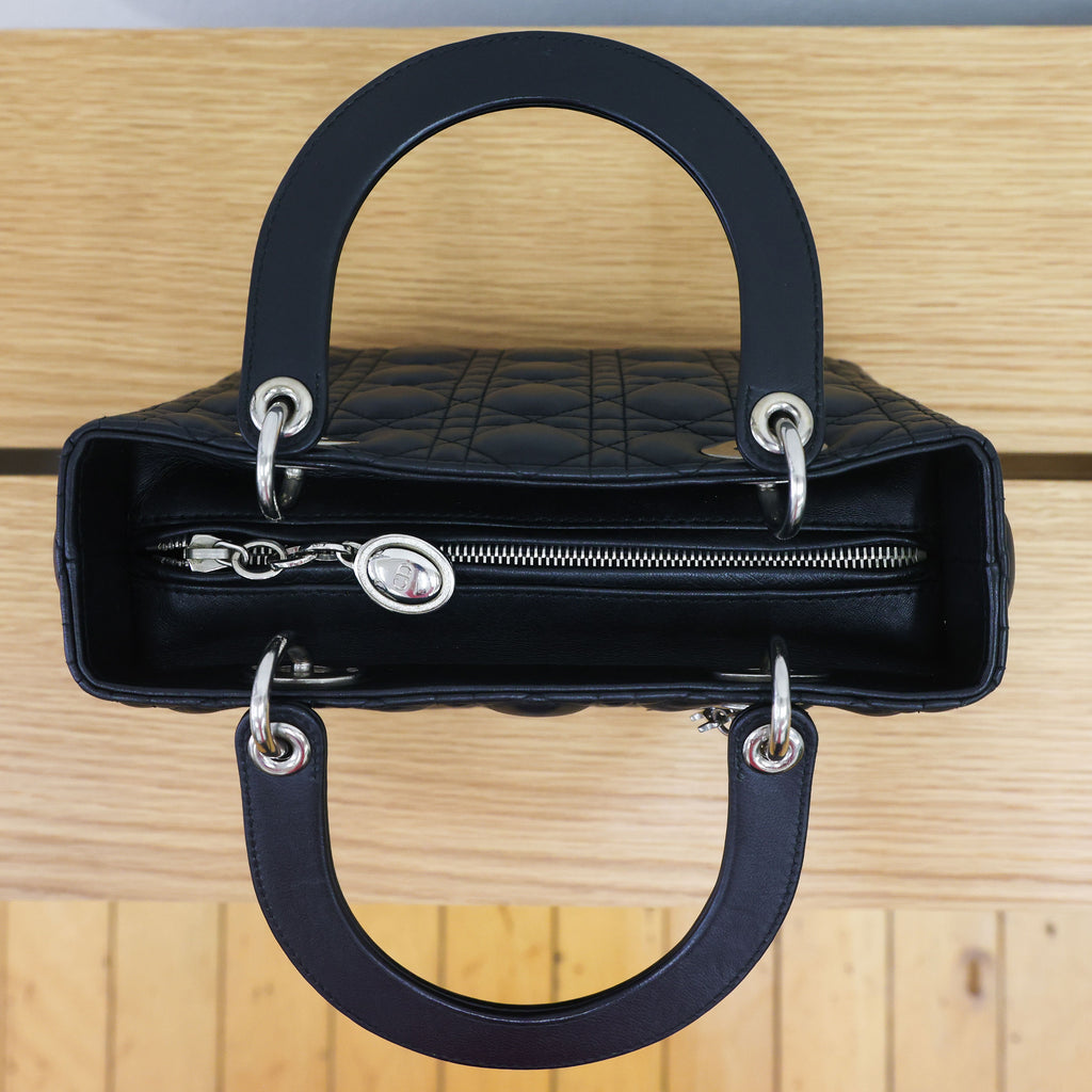 Pre-owned Christian Dior Lady Dior Black Cannage Lambskin Medium Bag | Luxe Again Maison