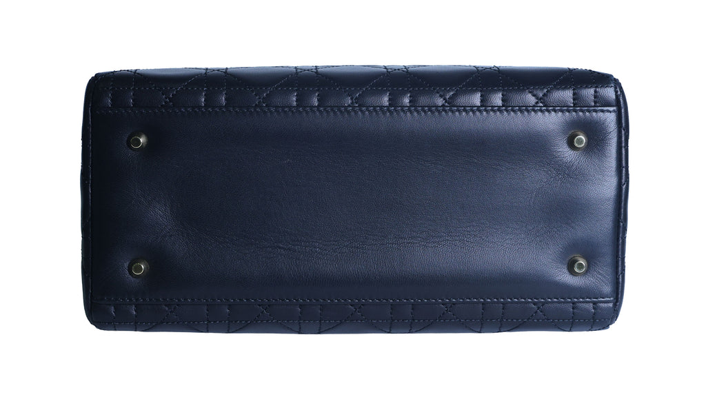 Preowned CHRISTIAN DIOR Lady Dior Cannage Leather Gold Hardware Black Medium | Luxe Again Maison