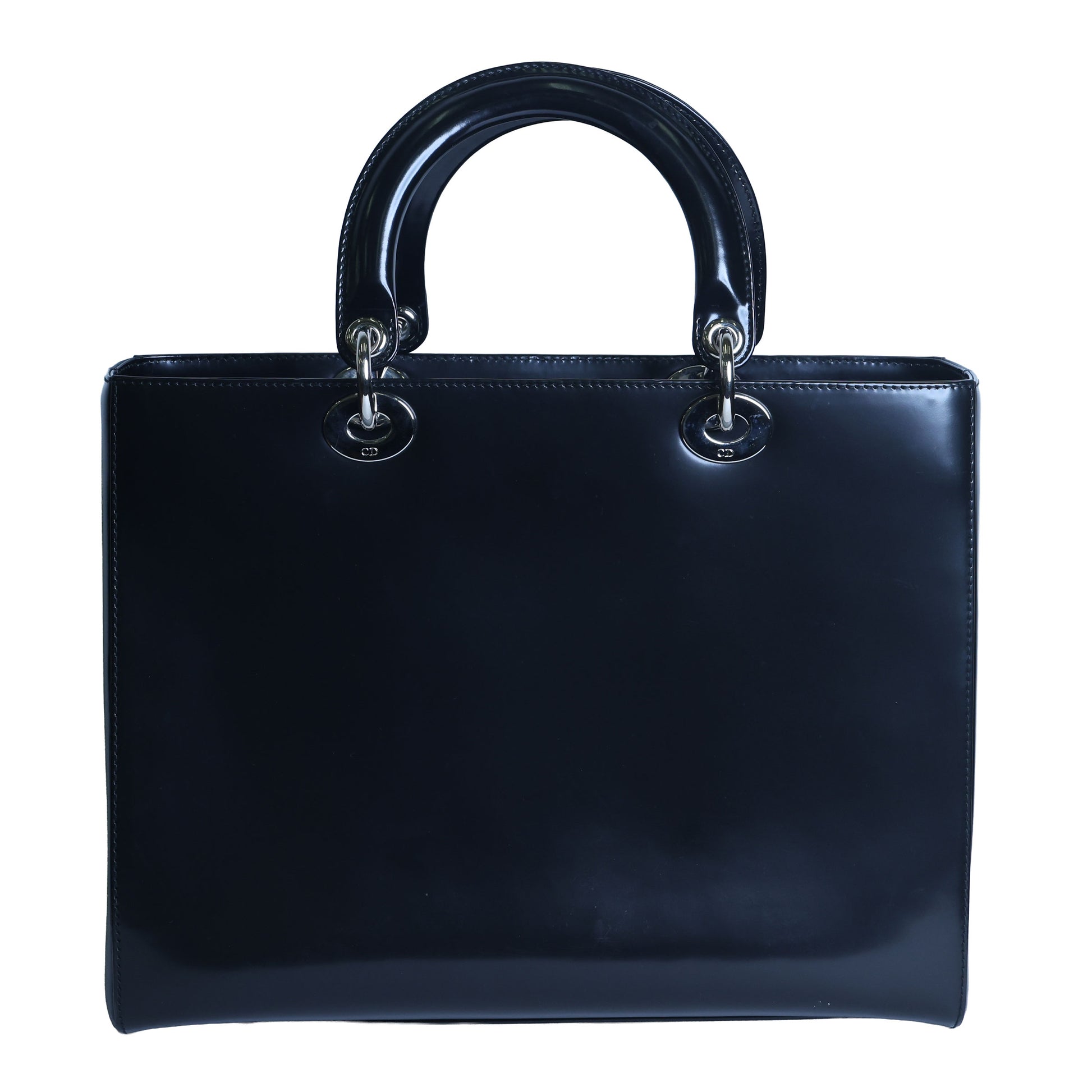 Preloved CHRISTIAN DIOR Lady Dior Patent Leather Black Large | Luxe Again Maison
